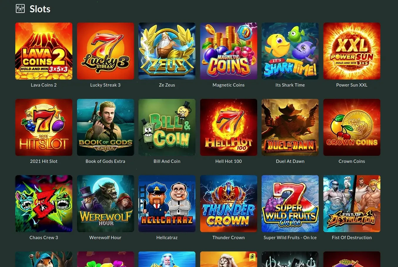 Oshi Casino Willkommensbonus Übersicht mit vier Einzahlungsstufen